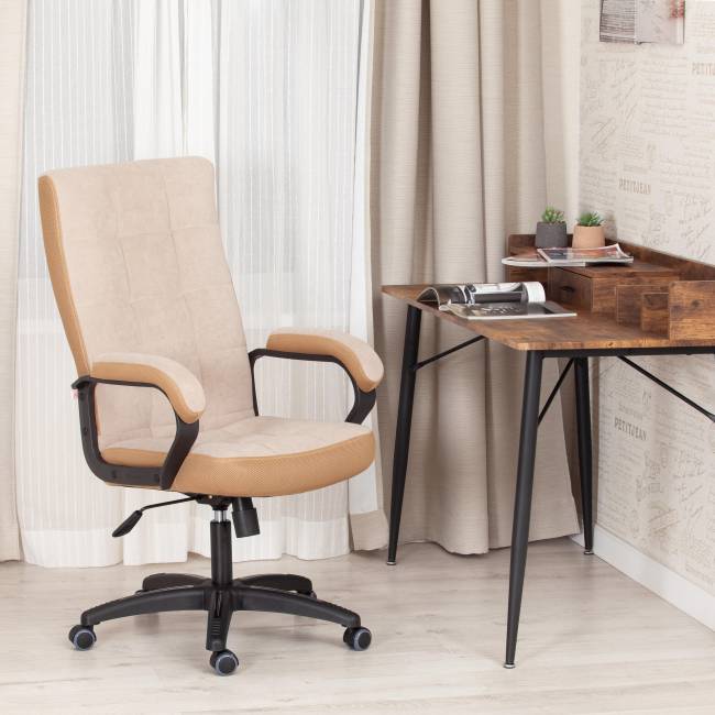 Кресло TRENDY (22) флок/ткань, бежевый/бронза, 7/TW-21 бежевый/бронза флок/ткань