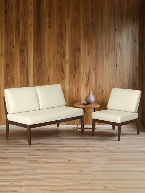 Диван-скамья Массив мягкая экокожа крем, каркас орех Диван-скамья Массив мягкая экокожа крем, каркас орех