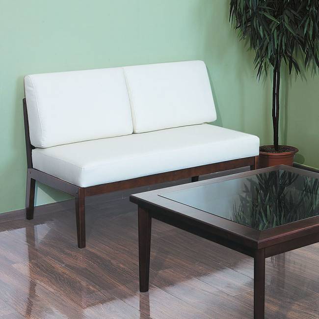 Диван-скамья Массив мягкая экокожа крем, каркас орех Диван-скамья Массив мягкая экокожа крем, каркас орех