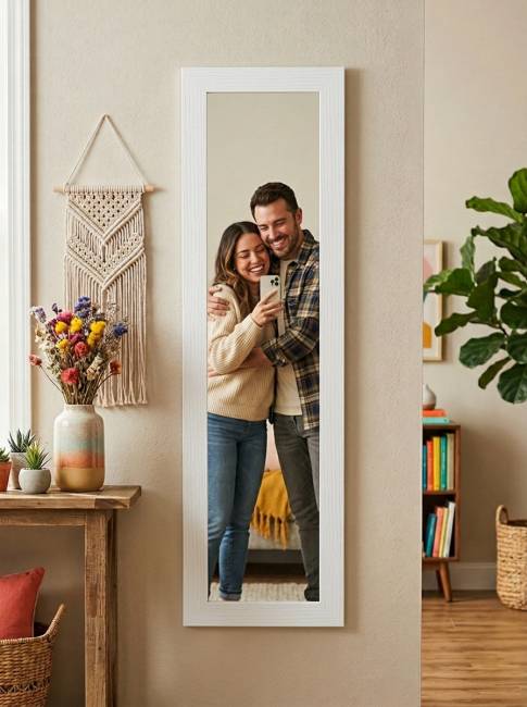 Зеркало настенное BeautyStyle 9 белый 138 см х 35 см