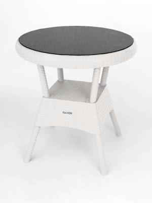 Стол садовый круглый Bermonti со стеклом, белый