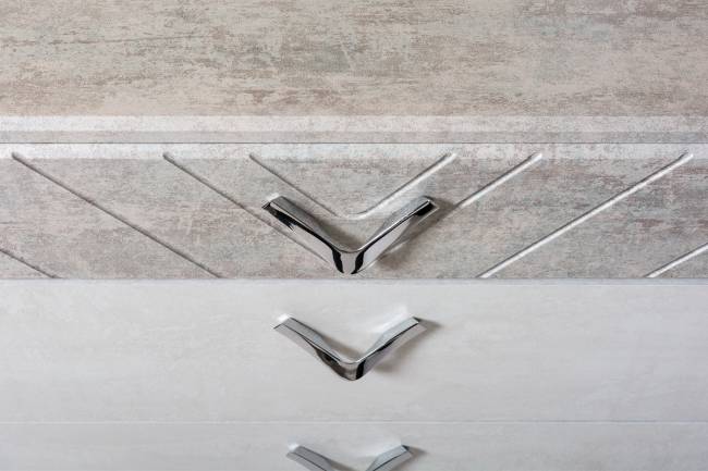 Стол туалетный с комодом и зеркалом Амели Моби цвет шёлковый камень/бетон чикаго беж