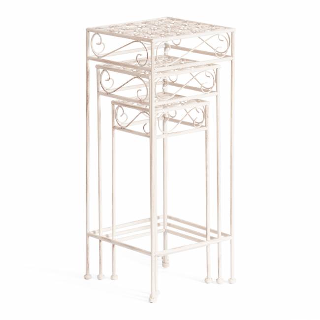 Столики Secret de Maison BEAUTY набор из 3-х штук ( mod. PL08-9993 ) металл, 30х70см/25х60см/20х50см, antique white antique white металл