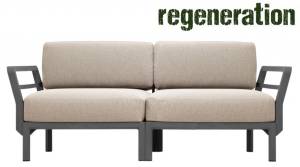 Диван пластиковый с подушками Maximo 2 базальт, жемчуг 1860х940х790 мм