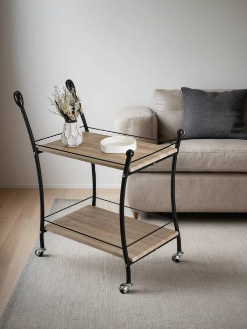 Стол сервировочный Марко дуб сонома/эбеновое дерево/черный