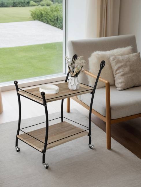 Стол сервировочный Марко дуб сонома/эбеновое дерево/черный