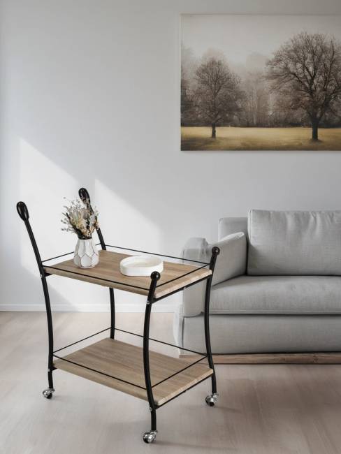 Стол сервировочный Марко дуб сонома/эбеновое дерево/черный