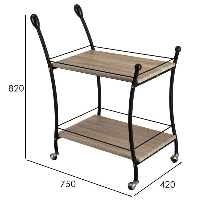 Стол сервировочный Марко дуб сонома/эбеновое дерево/черный