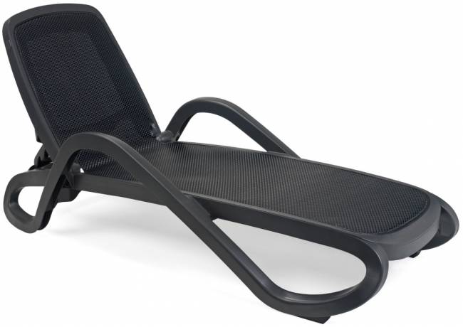 Шезлонг-лежак пластиковый Alfa антрацит 1700-1945х710х850 мм