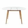 Стол круглый раскладной обеденный Боско/Вosco МДФ/бук, 100х75х100+30см, белый/натуральный бук Белый+Натуральный ( Бук) основание бук, столешница мдф