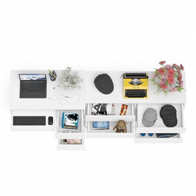 Комод Мори МК-1200 6 ящиков и компьютерный стол МС-6 три ящика справа цвет белый Комод Мори МК-1200 6 ящиков и компьютерный стол МС-6 три ящика справа цвет белый