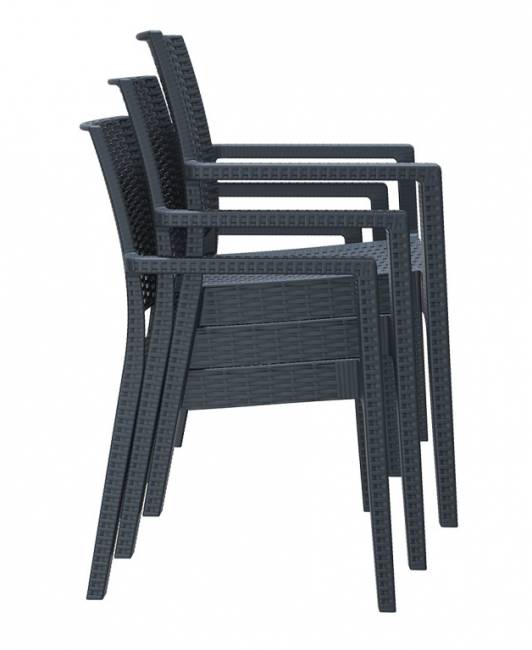 Кресло пластиковое плетеное Ibiza антрацит 580х590х870 мм
