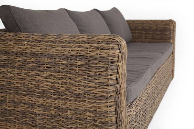"Кальяри" диван из искусственного ротанга (гиацинт) трехместный, цвет соломенный