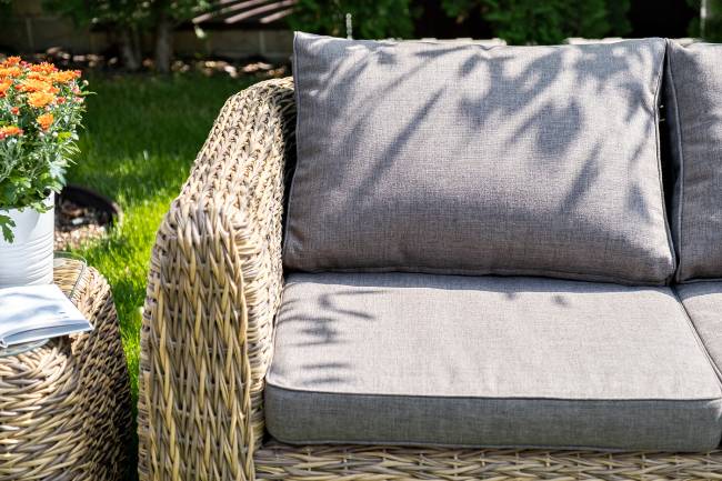 "Кальяри" диван из искусственного ротанга (гиацинт) трехместный, цвет соломенный