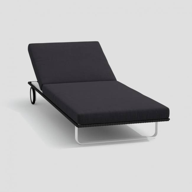 Шезлонг КОСТА на колесах антрацит - белый каркас