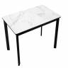 Стол DikLine LK90 Керамика Белый мрамор/подстолье черное/опоры черные