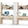 Два рабочих места Бостон с полками и пеналами цвет дуб эндгрейн элегантный/фасады МДФ милк рикамо софт
