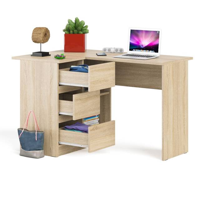 Угловой компьютерный стол Мори МС-16 левый цвет дуб сонома Угловой компьютерный стол Мори МС-16 левый цвет дуб сонома