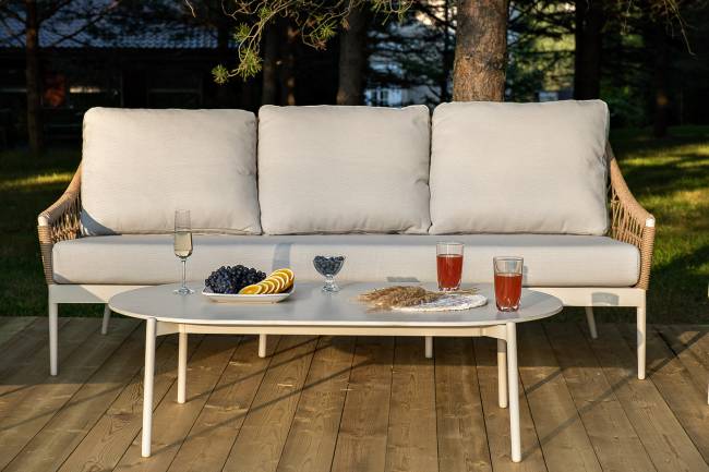 "Венеция" лаунж-зона из искусственного ротанга, цвет соломенный (К)