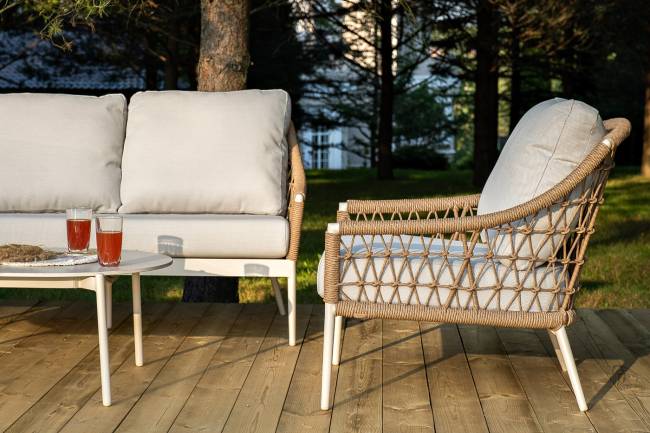 "Венеция" лаунж-зона из искусственного ротанга, цвет соломенный (К)