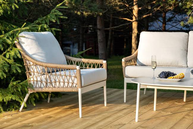 "Венеция" лаунж-зона из искусственного ротанга, цвет соломенный (К)