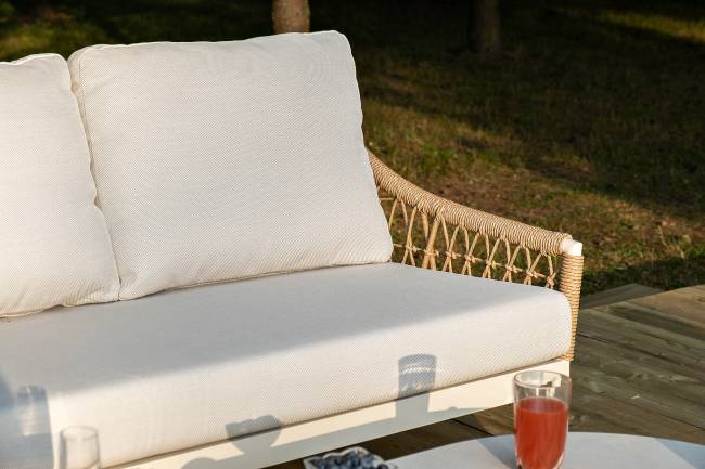 "Венеция" лаунж-зона из искусственного ротанга, цвет соломенный (К)