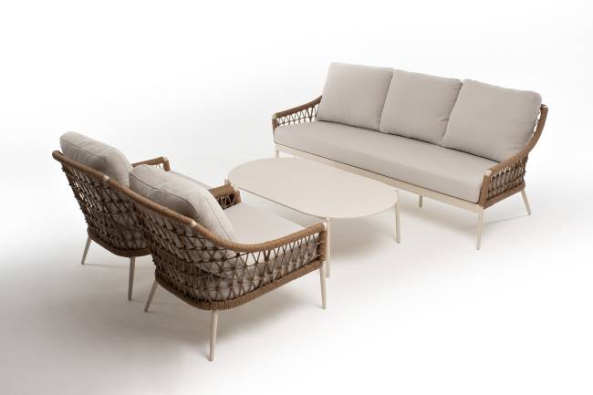 "Венеция" лаунж-зона из искусственного ротанга, цвет соломенный (К)