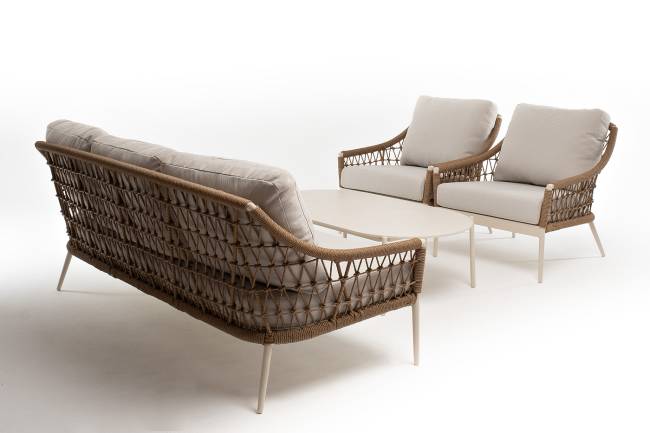 "Венеция" лаунж-зона из искусственного ротанга, цвет соломенный (К)