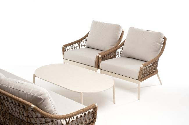 "Венеция" лаунж-зона из искусственного ротанга, цвет соломенный (К)