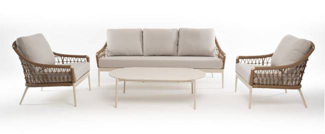 "Венеция" лаунж-зона из искусственного ротанга, цвет соломенный (К)