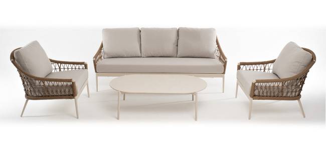 "Венеция" лаунж-зона из искусственного ротанга, цвет соломенный (К)