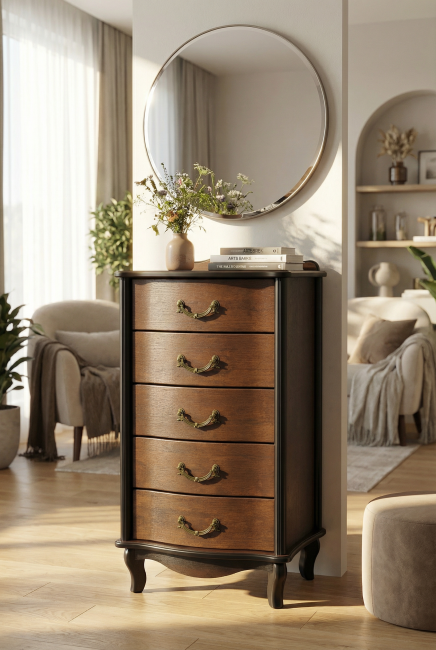 Комод Джульетта узкий 5 ящ., орех Л