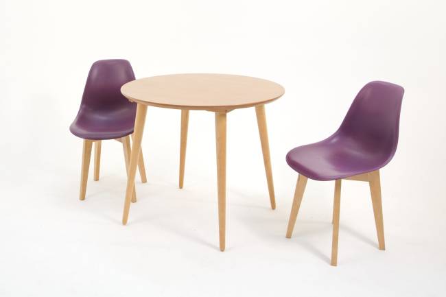 Стол Монте К 100 натур со стульями Сашш натур фиолетовый