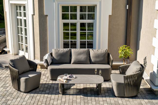 "Флоренция" лаунж-зона из искусственного ротанга, цвет графит (К)