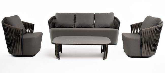 "Флоренция" лаунж-зона из искусственного ротанга, цвет графит (К)