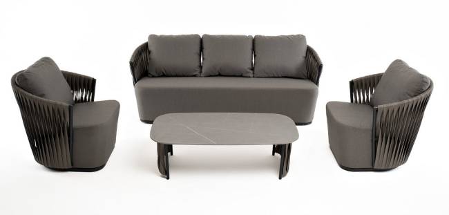 "Флоренция" лаунж-зона из искусственного ротанга, цвет графит (К)
