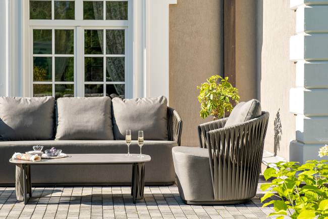 "Флоренция" лаунж-зона из искусственного ротанга, цвет графит (К)