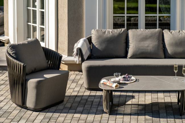 "Флоренция" лаунж-зона из искусственного ротанга, цвет графит (К)