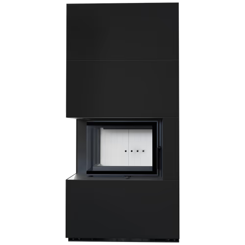 Каминокомплект Kratki PRO FLOKI ZIMBABWE NERO угловое стекло слева