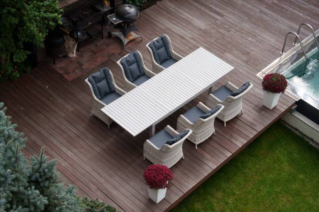 Набор мебели: стол ГАРДА + 6 кресел БЕРГАМО, серый