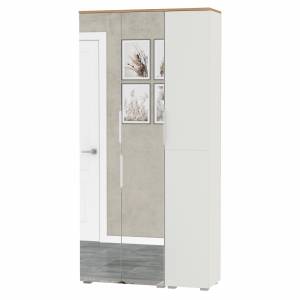 Шкаф для одежды и шкаф-пенал Октава цвет белый шагрень/дуб крафт золотой/зеркало