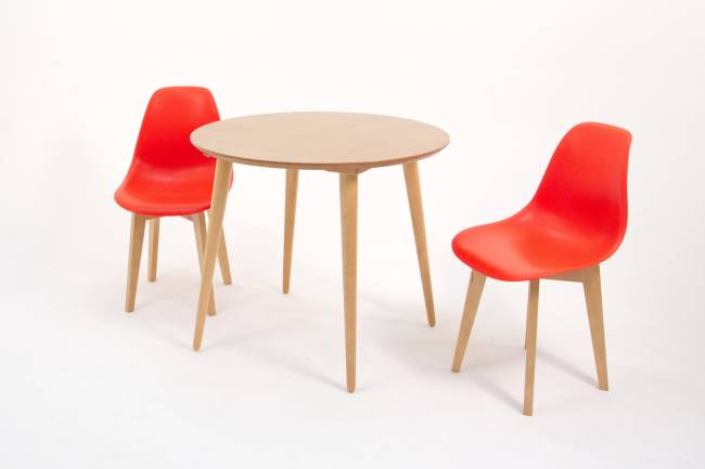 Стол Монте К 100 натур со стульями Сашш натур красный