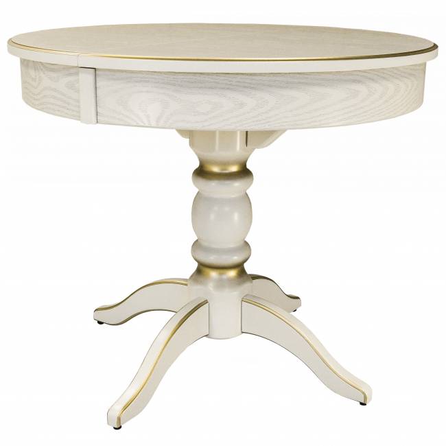 Стол обеденный Фидея 4 раздвижной слоновая кость/золото 90/130*90
