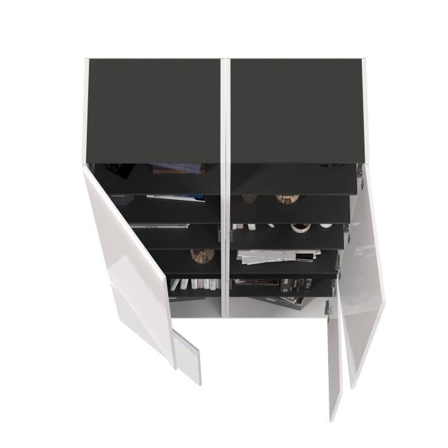 Два пенала с дверками Сидней 13.200 цвет белый/чёрный/МДФ белый глянец