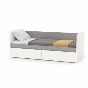 Кровать с ящиками Торонто 11.39 цвет белый шагрень/стальной серый