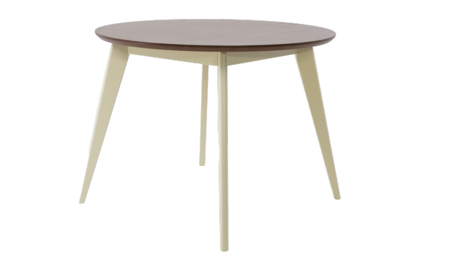 Стол обеденный круглый Сканди К90, слоновая кость/орех
