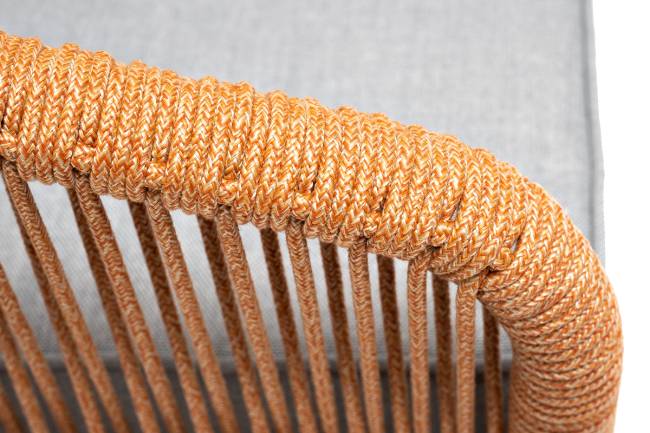 "Канны" кресло плетеное из роупа, каркас алюминий светло-серый (RAL7035) муар, роуп светло-серый круглый, ткань светло-серая