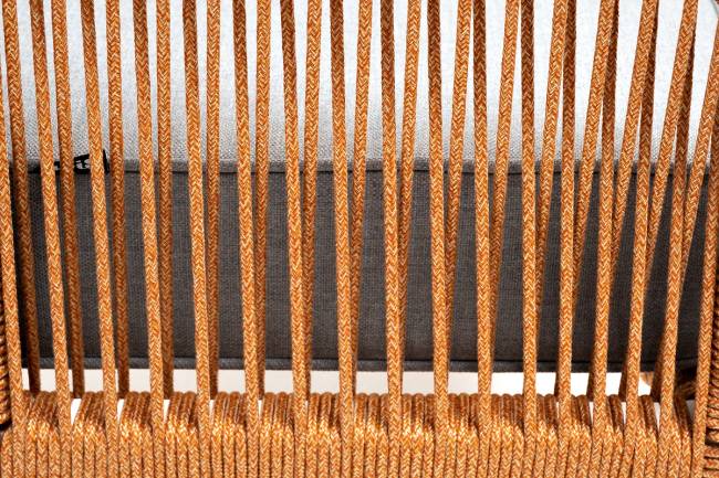 "Канны" кресло плетеное из роупа, каркас алюминий светло-серый (RAL7035) муар, роуп светло-серый круглый, ткань светло-серая