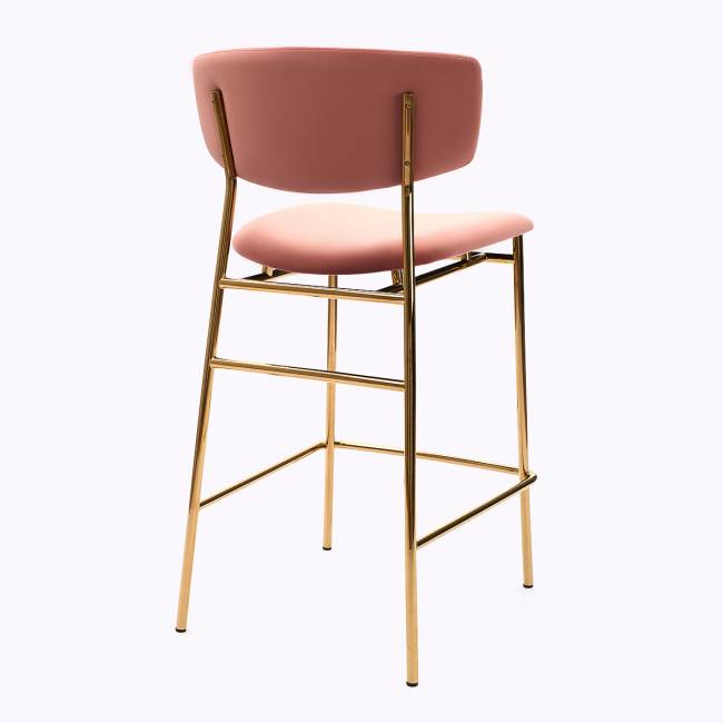 Дизайнерский полубарный стул Марко розовый, основание золото