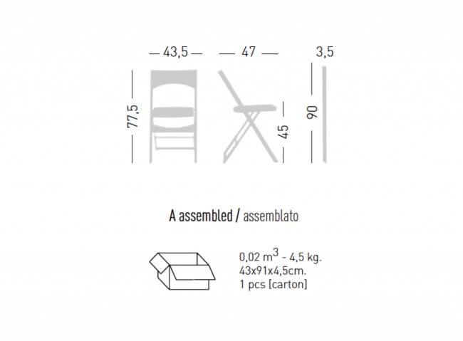 Стул пластиковый складной Compact горчичный 435х470х775 мм
